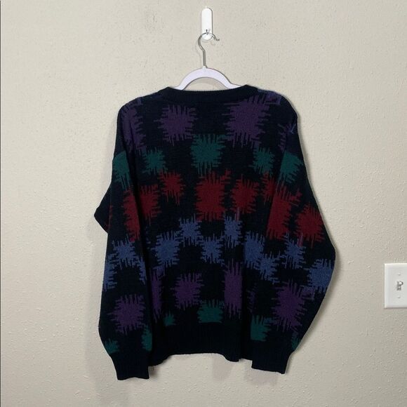 Vintage Stefano Man Vintage Retro 80's Patterned Grandpa Knit Sweater XL - Picture 5 of 8